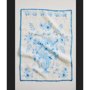 Anthropologie Terrain + Delft Kitchen Towel Dishtowel‎ Tea Blue & White Floral